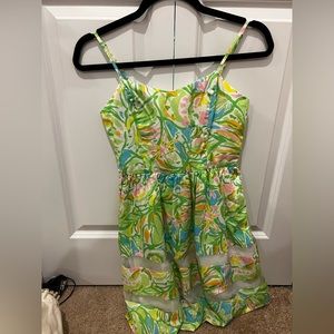 Lilly Pulitzer Green and Yellow Floral Pattern Dress